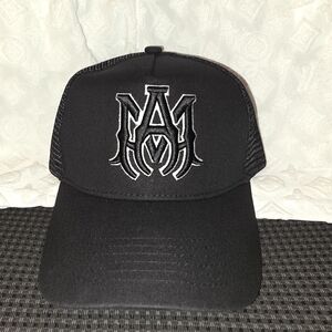 AMIRI Black Trucker Hat with White Logo
